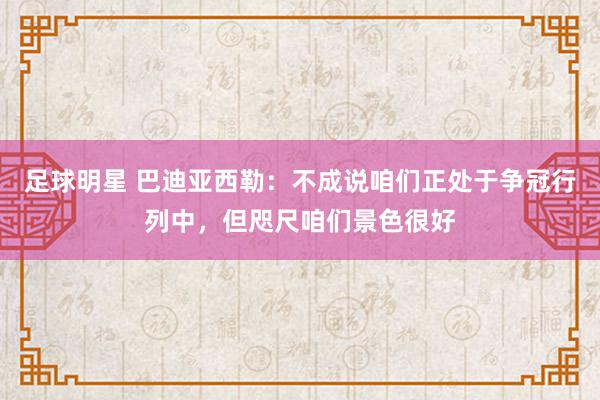 足球明星 巴迪亚西勒：不成说咱们正处于争冠行列中，但咫尺咱们景色很好