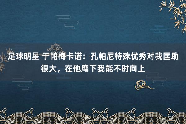 足球明星 于帕梅卡诺：孔帕尼特殊优秀对我匡助很大，在他麾下我能不时向上