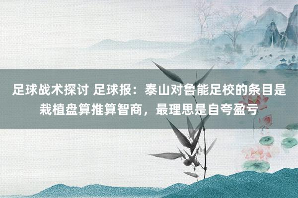 足球战术探讨 足球报：泰山对鲁能足校的条目是栽植盘算推算智商，最理思是自夸盈亏