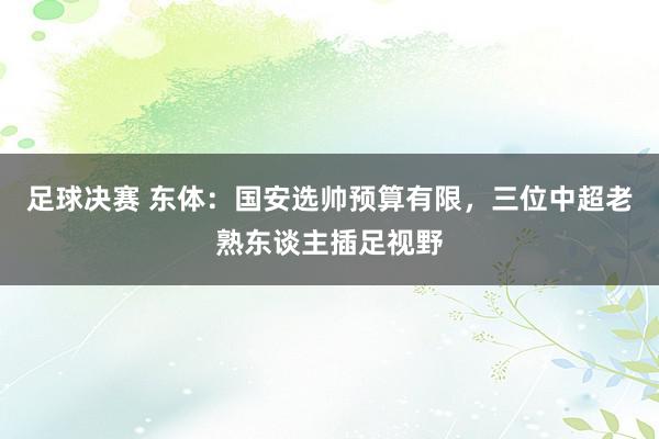 足球决赛 东体：国安选帅预算有限，三位中超老熟东谈主插足视野