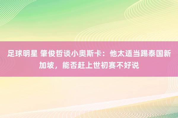 足球明星 肇俊哲谈小奥斯卡：他太适当踢泰国新加坡，能否赶上世初赛不好说