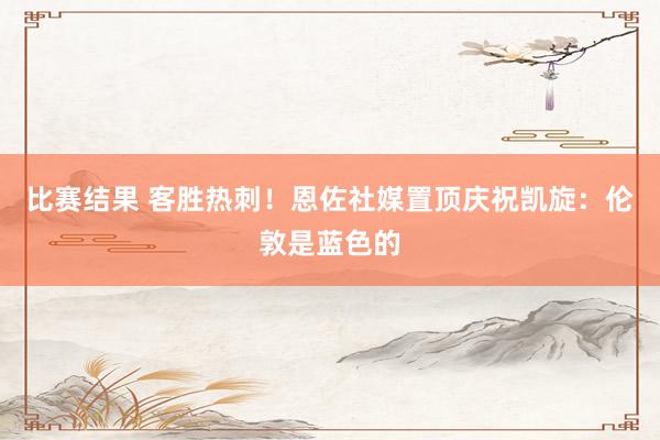 比赛结果 客胜热刺！恩佐社媒置顶庆祝凯旋：伦敦是蓝色的