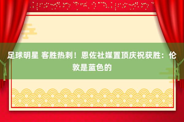 足球明星 客胜热刺！恩佐社媒置顶庆祝获胜：伦敦是蓝色的